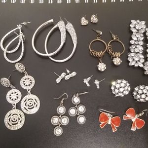 Rhinestone pave earrings lot 9 pairs